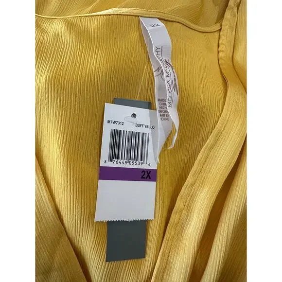 NWT Melissa McCarthy Seven7 Drape Faux Wrap Sleeveless Satin Blouse Plus Size 2X - Picture 9 of 15